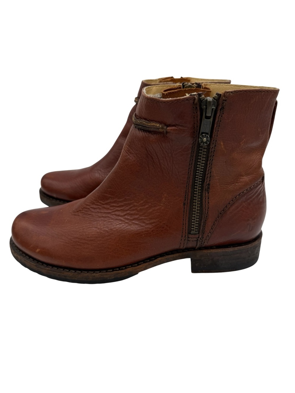 Frye Veronica Seam Leather Short Boots 8 Brown - Picture 10 of 16